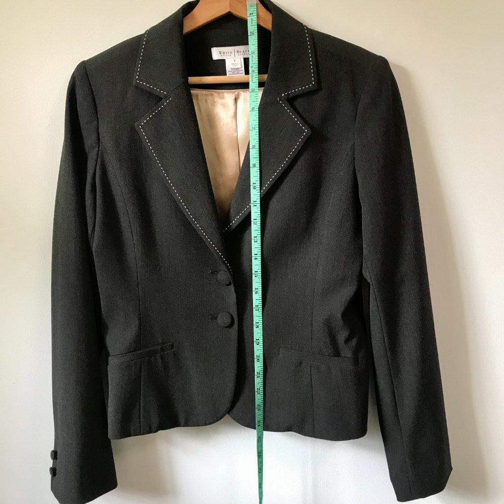 WHBM Grey Blazer Suit Jacket White Stitching, Size 8 - Picture 15 of 16